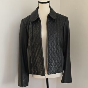 Vintage Valerie Stevens Quilted Black Leather Women's Jacket Size Large